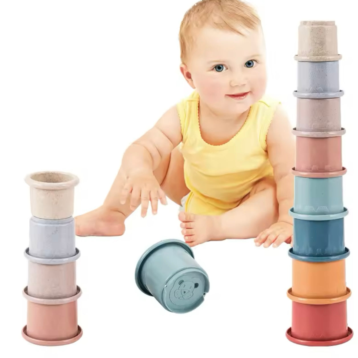Siliconen Bouwsteen Baby Baby Stapeln Tasse Spielzeug Frühe Pädagogische Baby Bad Spielzeug Stapel Turm Geschenk 0 12 Monate Junge Montessori spielzeug