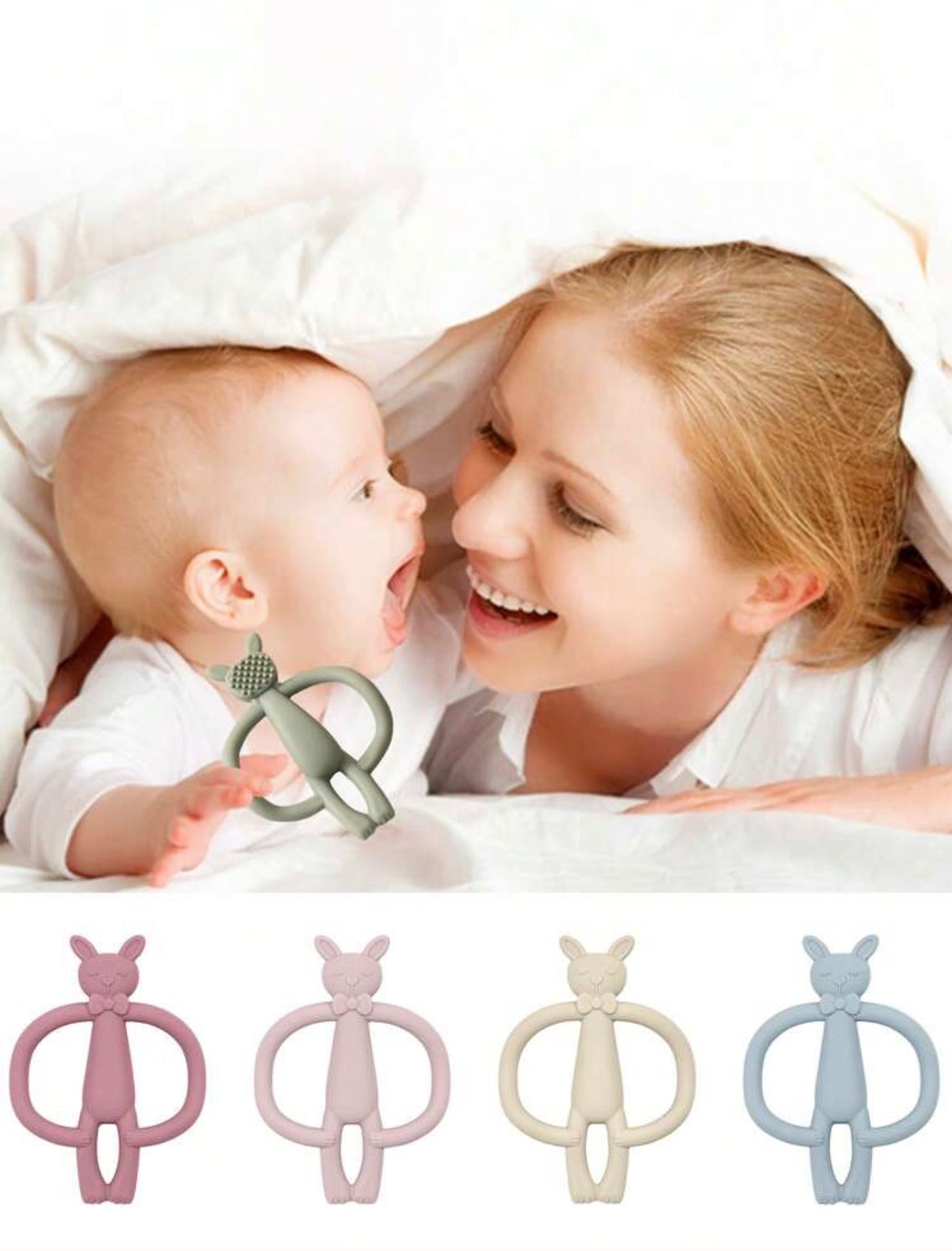 Silikon Baby Beißring Spielzeug, weiche Baby Ausstattung, Cartoon Hasenmotiv