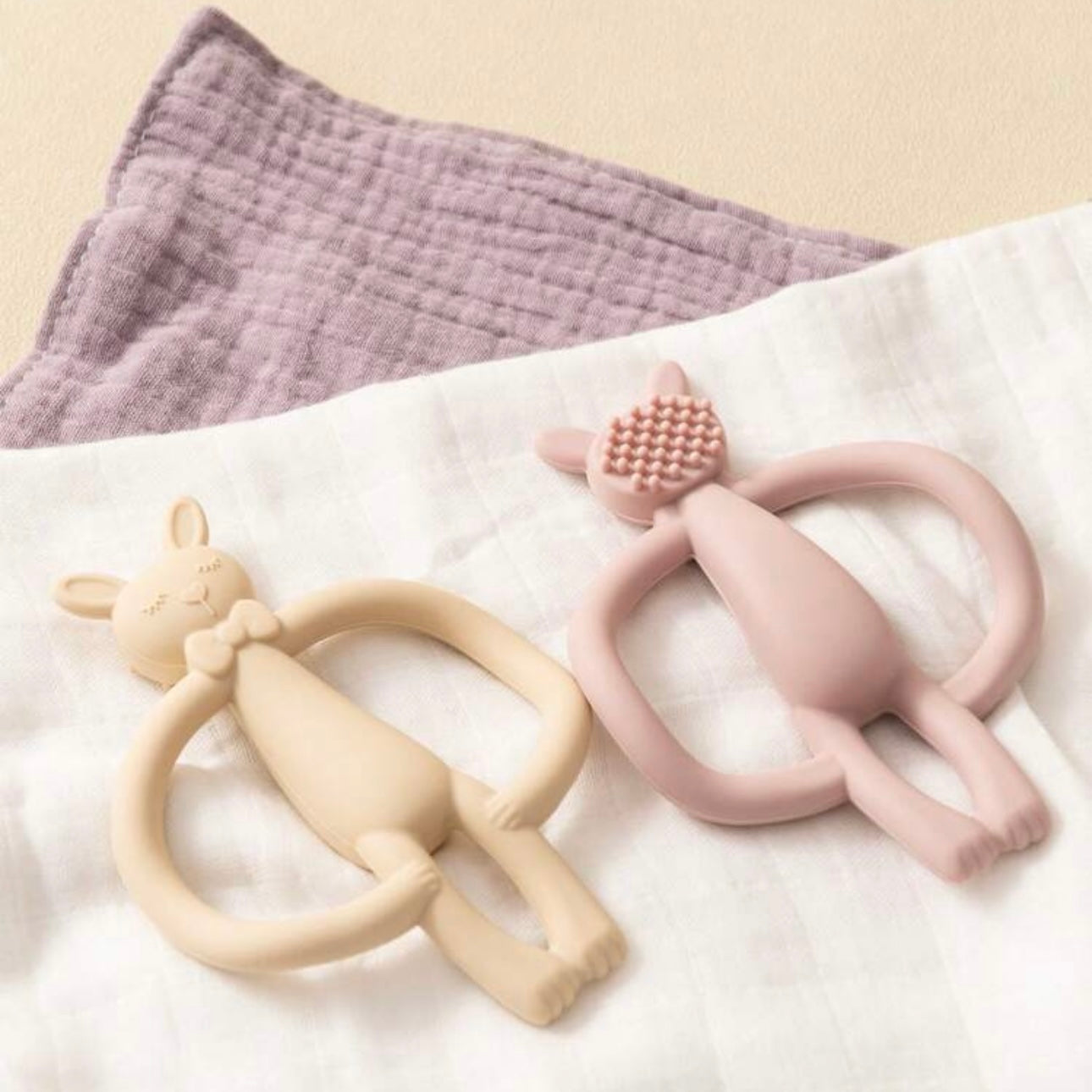 Silikon Baby Beißring Spielzeug, weiche Baby Ausstattung, Cartoon Hasenmotiv