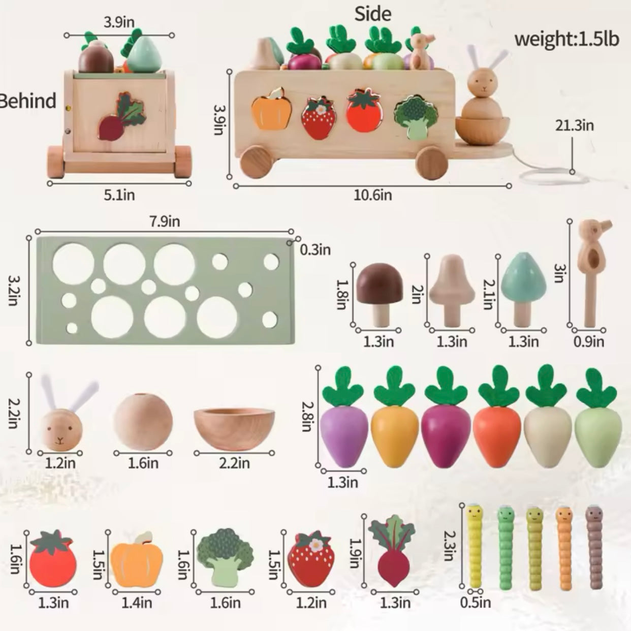 Montessori Spielzeug Holz Rübe Auto Stretch Seil Hand gezogen Auto Baby Karotte ziehen Spielzeug Form passende Spielzeug Eltern-Kind-Bildung