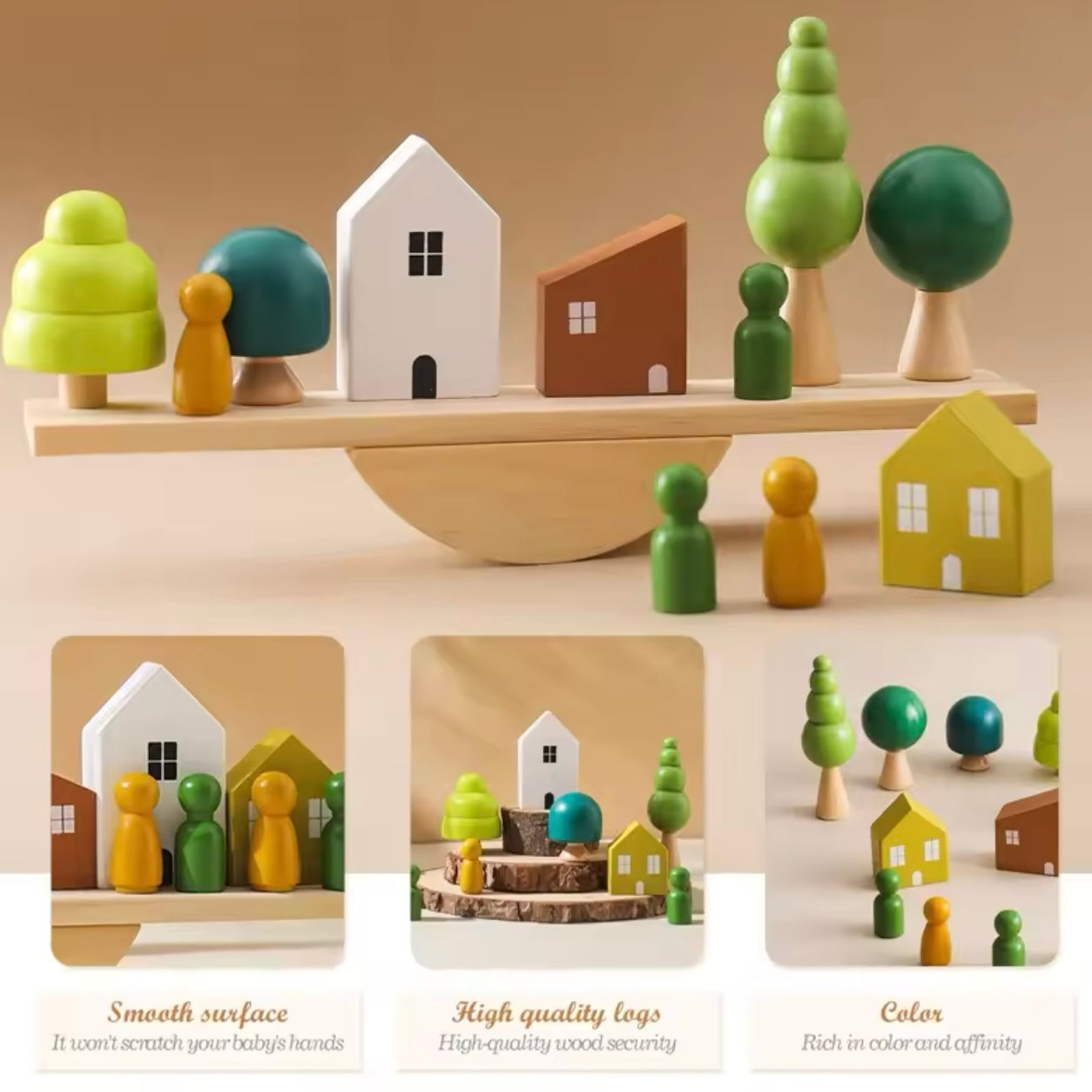 Montessori Sinnes Spielzeug Stapeln Spielzeug Für Baby Wald Häuser Replik Holz