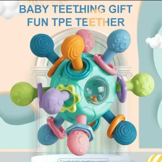 Babys spielzeug 0 12 Monate rotierende Rassel ball Greif aktivität Baby Entwicklung Spielzeug Silikon Beißring Baby sensorische Spielzeuge für Babys