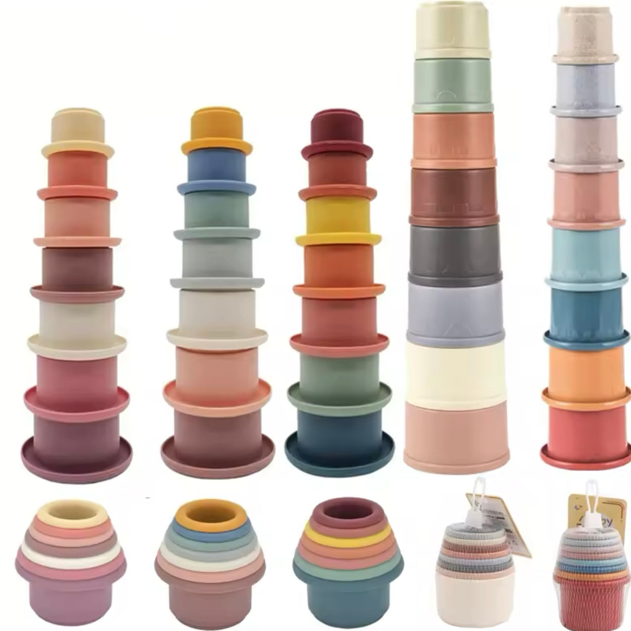 Siliconen Bouwsteen Baby Baby Stapeln Tasse Spielzeug Frühe Pädagogische Baby Bad Spielzeug Stapel Turm Geschenk 0 12 Monate Junge Montessori spielzeug