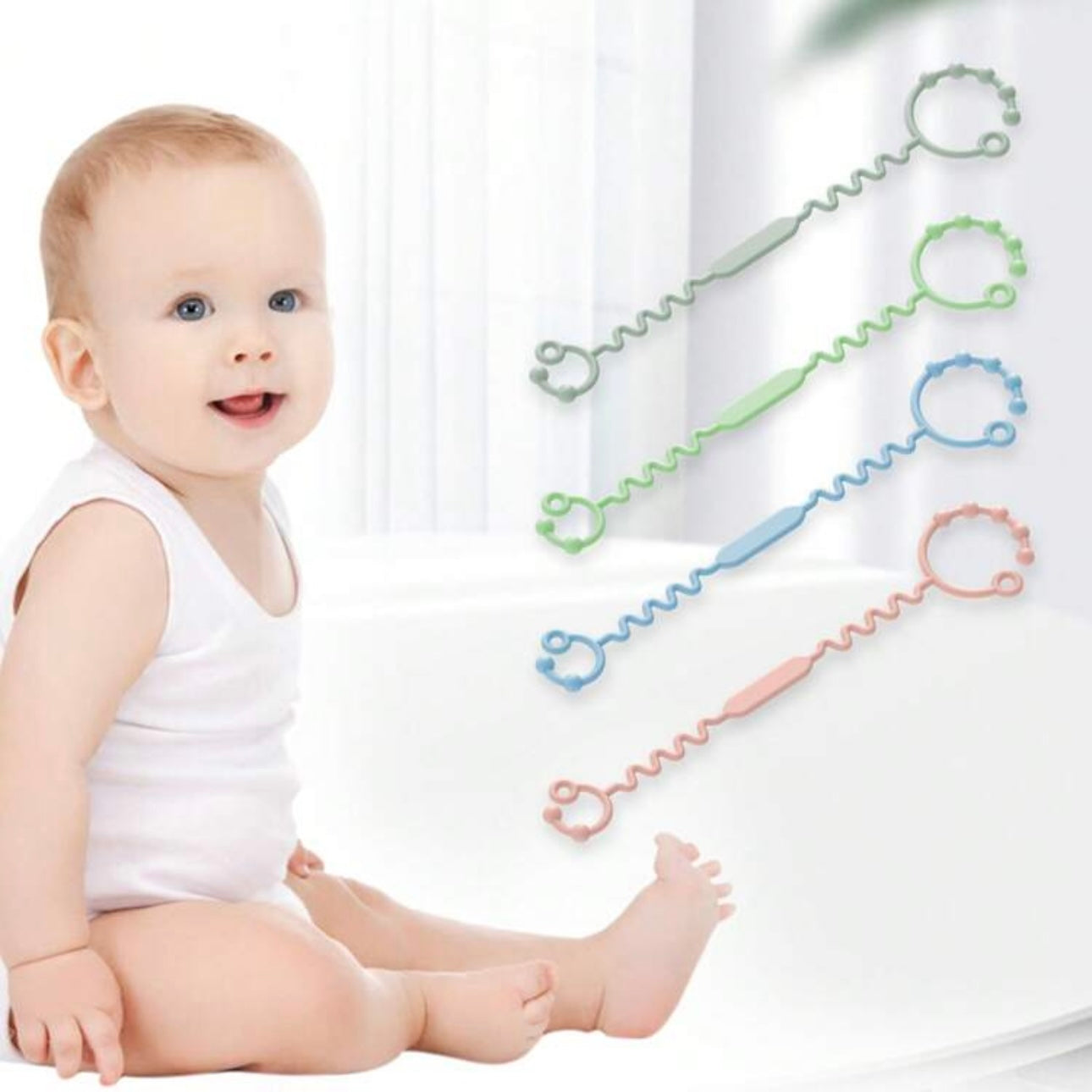 3 Stücke verstellbare Sicherheitsriemen aus Silikon für Spielzeug am Baby Kinderwagen