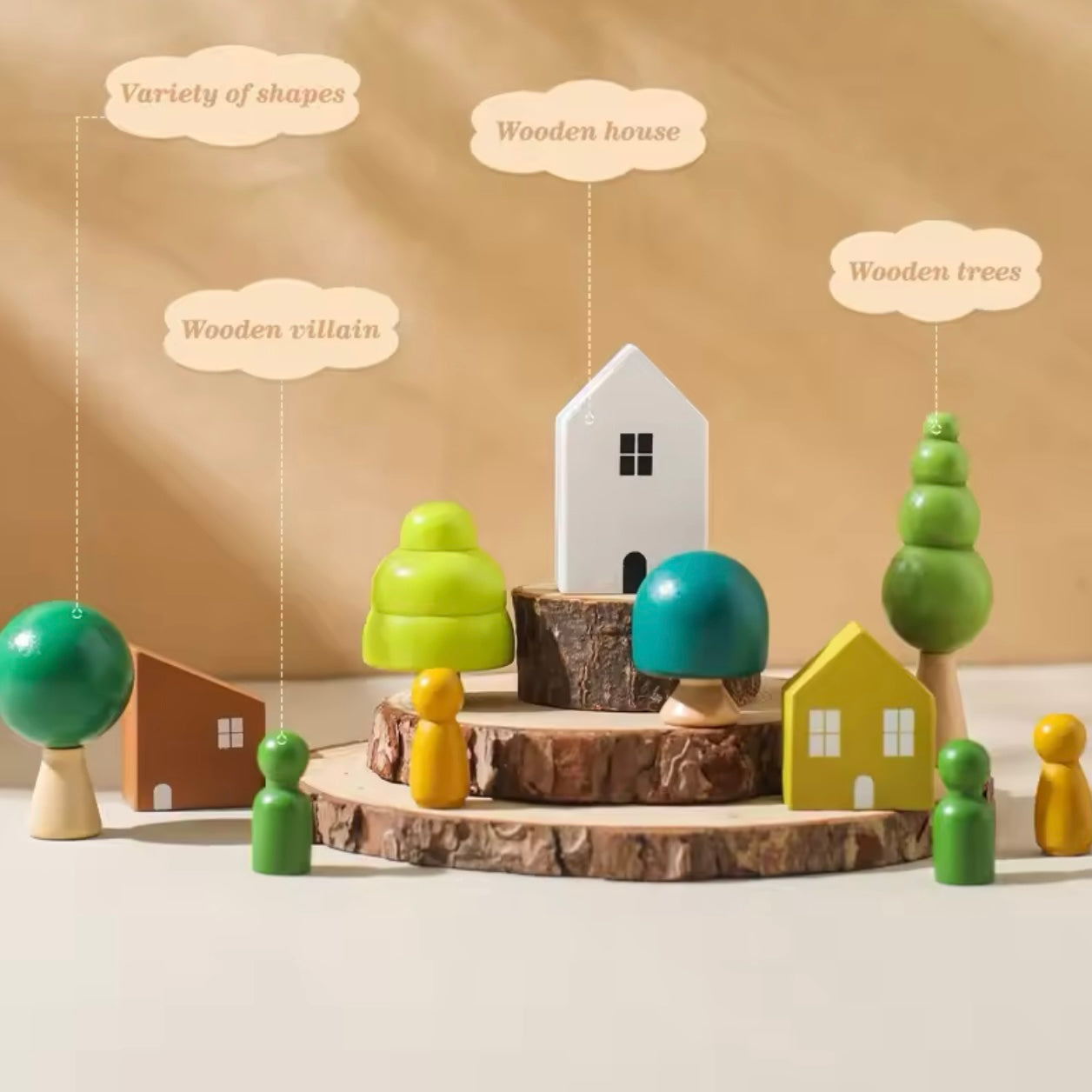 Montessori Sinnes Spielzeug Stapeln Spielzeug Für Baby Wald Häuser Replik Holz